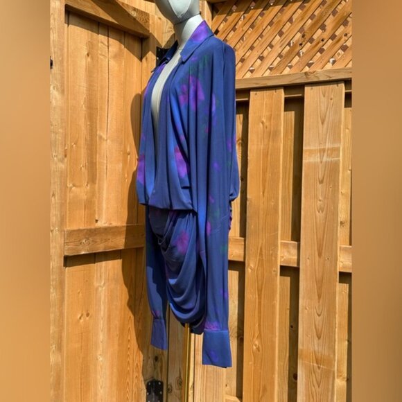 🆕 RAT & BOA 🧿 NWOT Volana Blue and Purple Floral Printed Cowl Neck Mini, Sz M - Picture 9 of 16